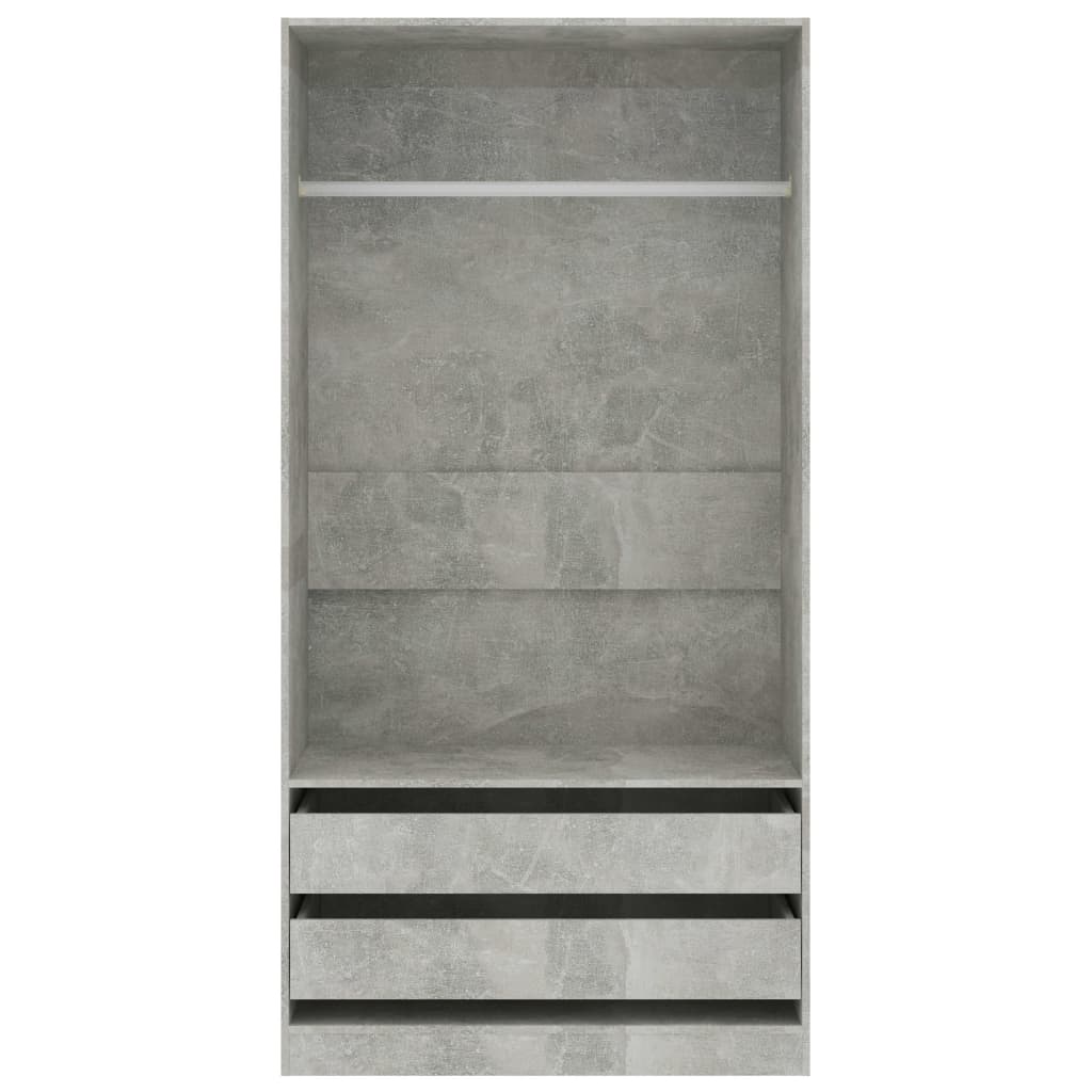 Wardrobe Concrete Grey | Hinged | Concrete Grey | 2 Drawers | 1 Door | 100cm