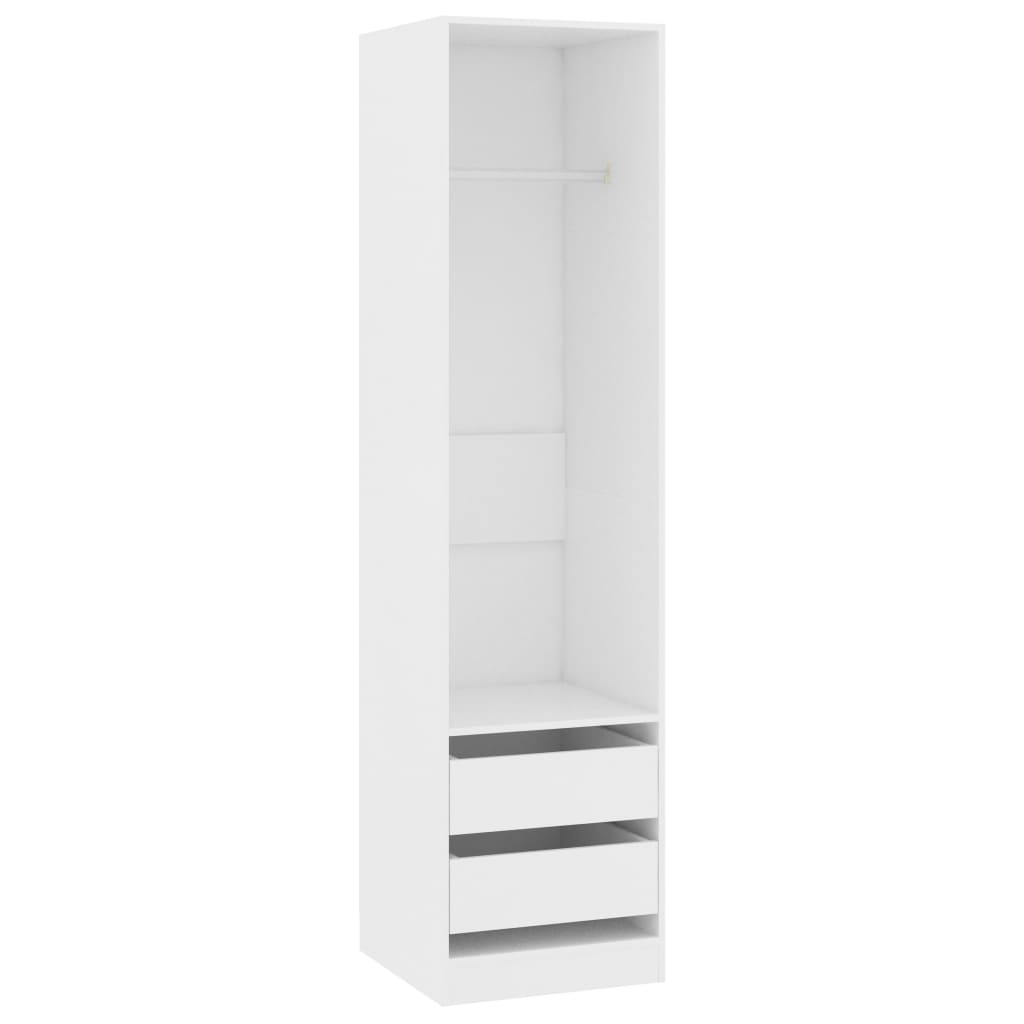 Wardrobe With Drawers White 50X50X200 Cm Engineered Wood