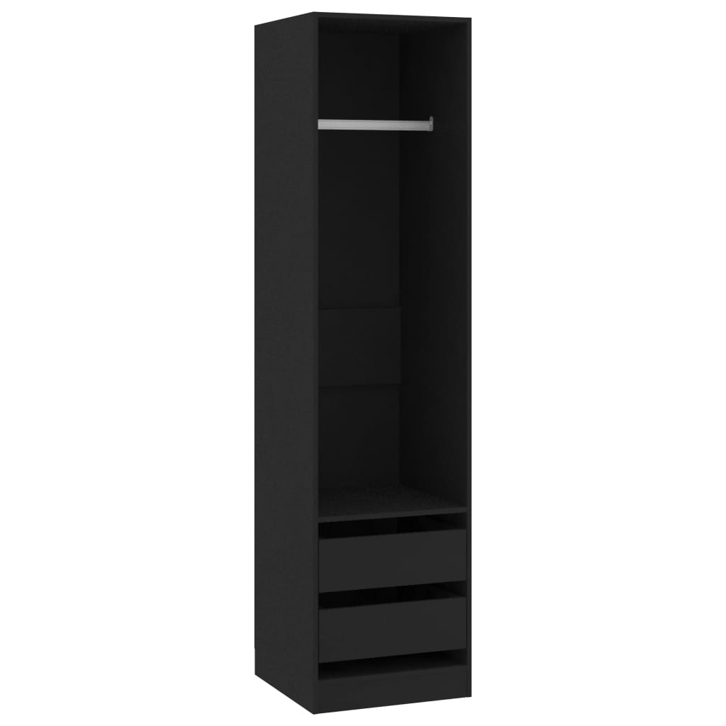 Wardrobe With Drawers Black | Hinged | Black | Drawers | 2 Doors | 50cm