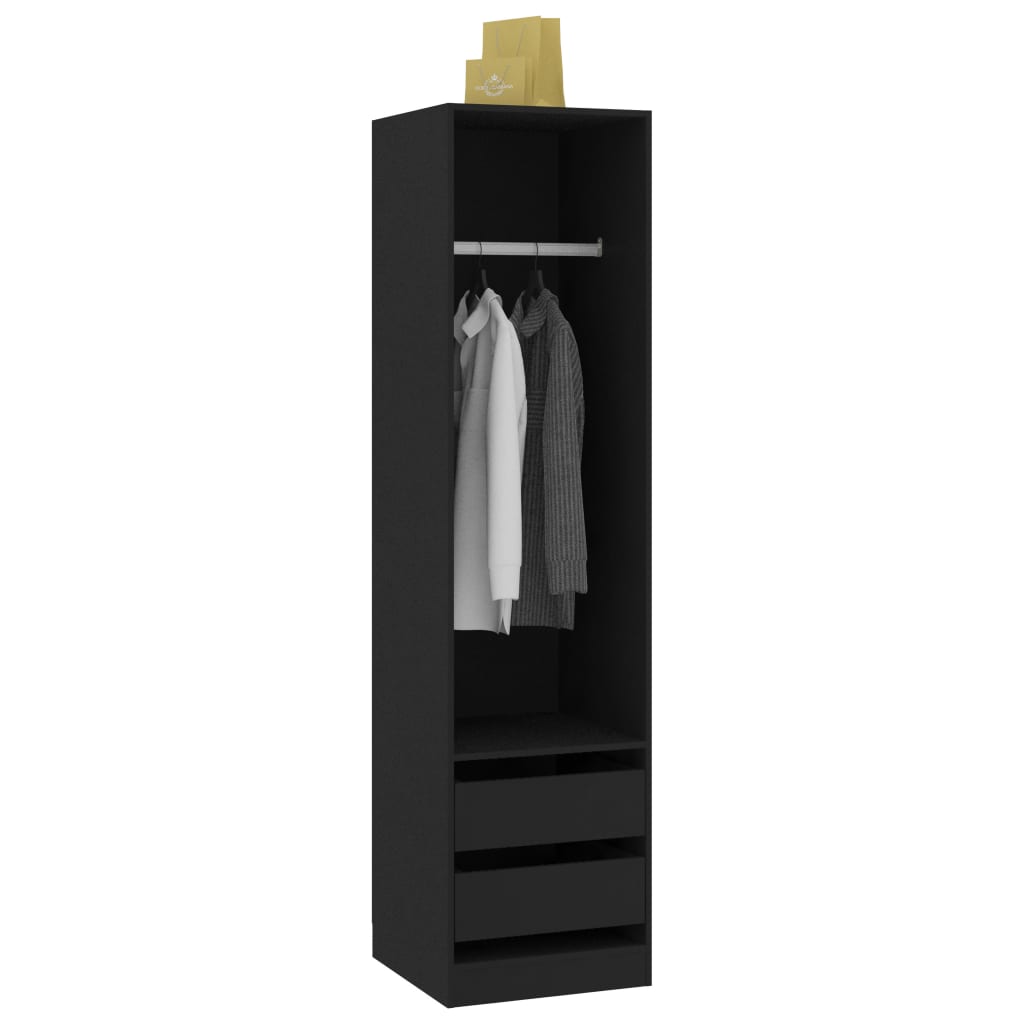 Wardrobe With Drawers Black 50X50X200 Cm Engineered Wood