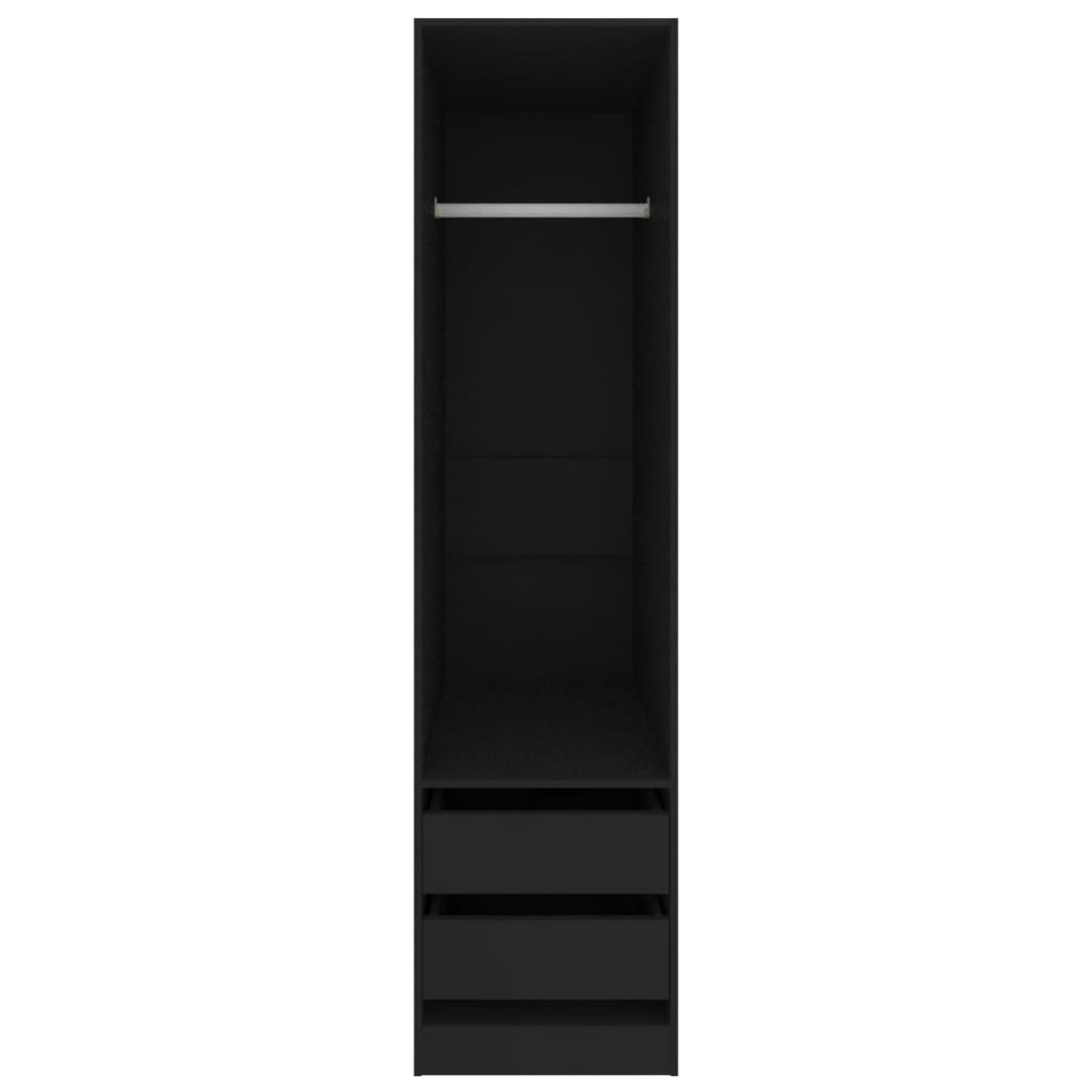 Wardrobe With Drawers Black | Hinged | Black | Drawers | 2 Doors | 50cm