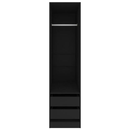 Wardrobe With Drawers Black | Hinged | Black | Drawers | 2 Doors | 50cm