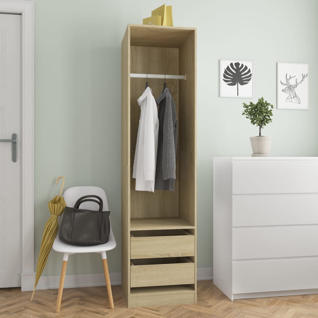 Wardrobe With Drawers Sonoma Oak | Hinged | Oak | Drawers | 2 Doors | 50cm