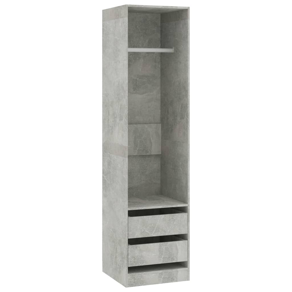 Wardrobe With Drawers Concrete Grey 50X50X200 Cm Engineered Wood