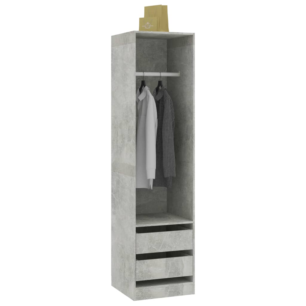 Wardrobe With Drawers Concrete Grey 50X50X200 Cm Engineered Wood