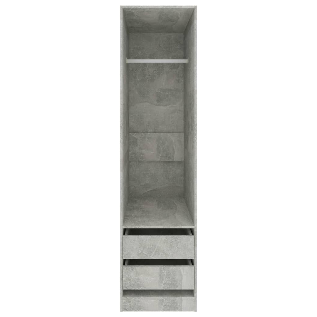 Wardrobe With Drawers Concrete Grey | Hinged | Concrete Grey | 2 Drawers | 1 Door | 50cm