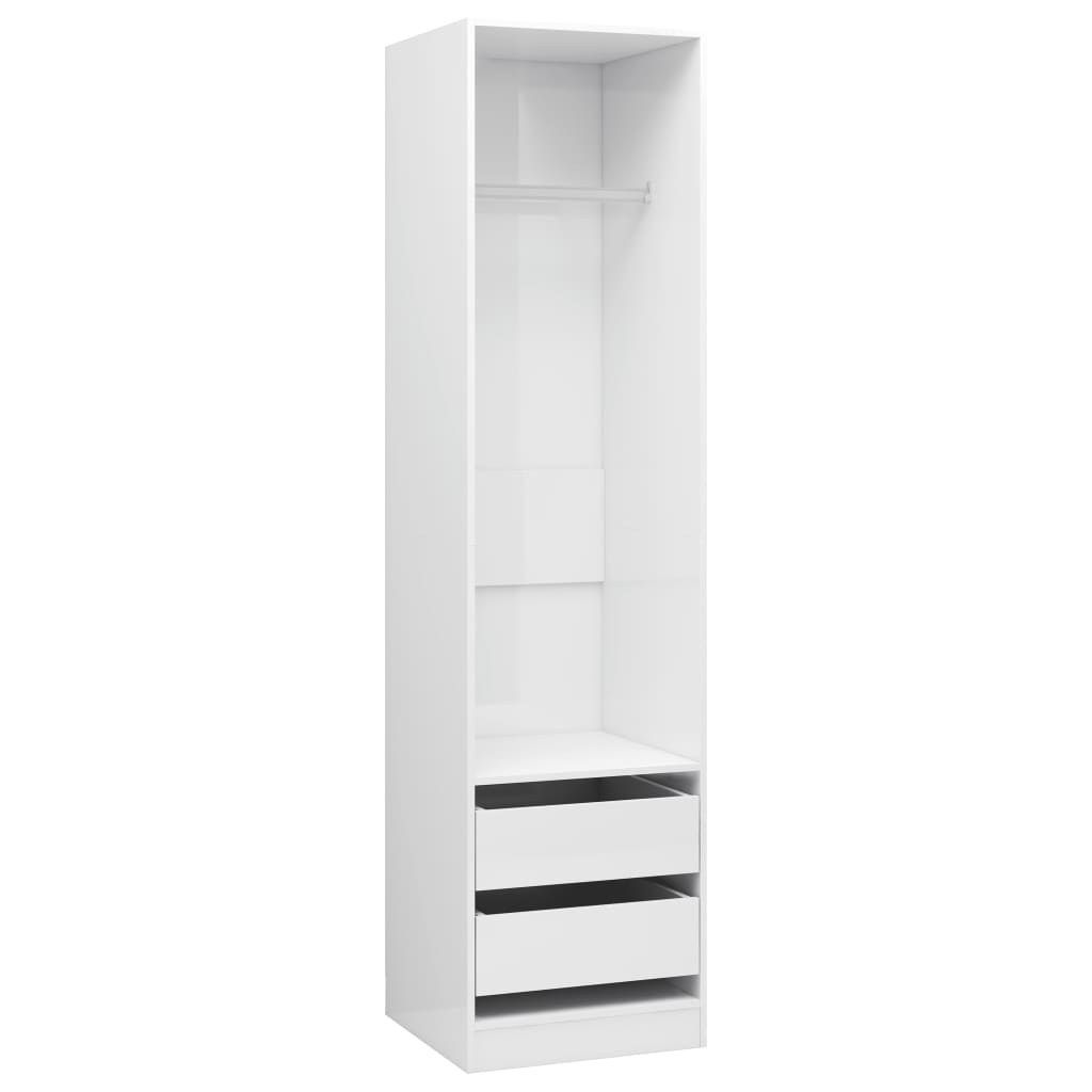 Wardrobe With Drawers High Gloss White | Hinged | White | Drawers | 2 Doors | 50cm