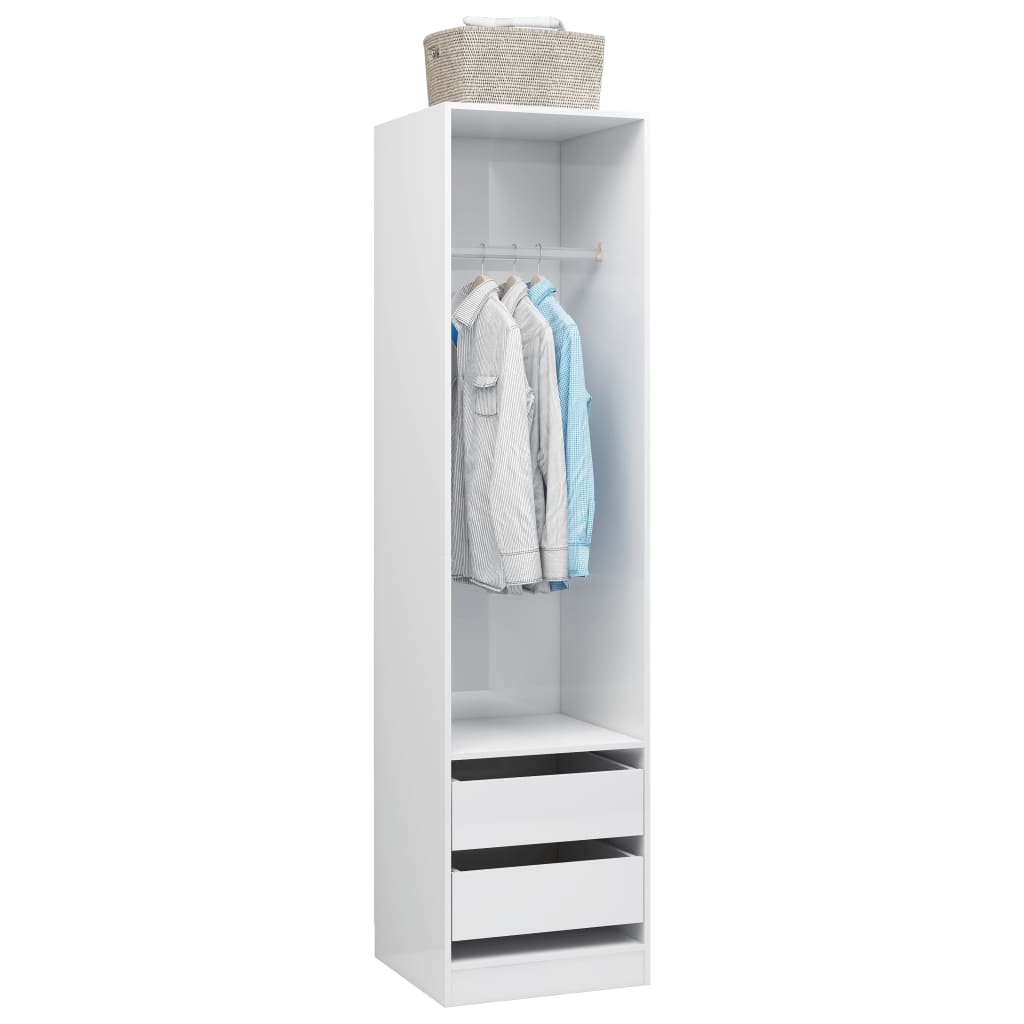 Wardrobe With Drawers High Gloss White | Hinged | White | Drawers | 2 Doors | 50cm