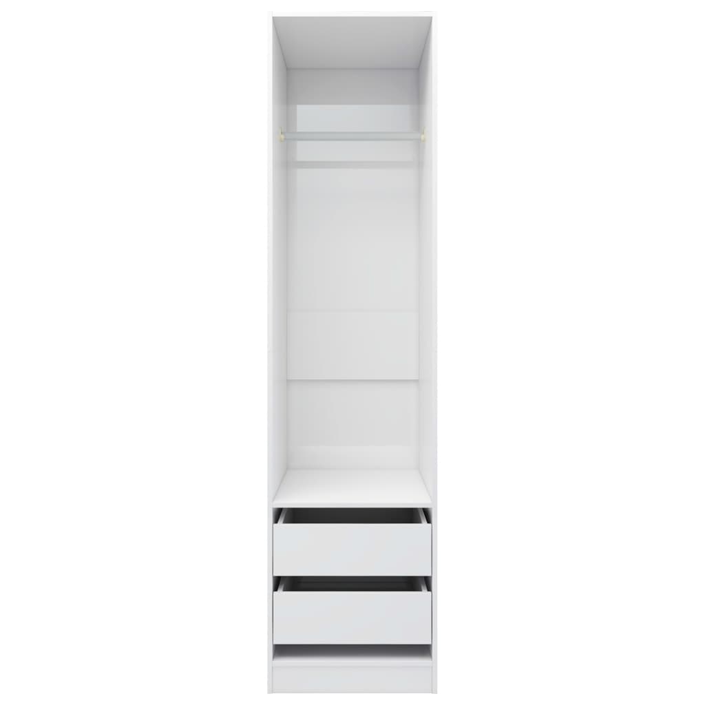 Wardrobe With Drawers High Gloss White 50X50X200 Cm Engineered Wood