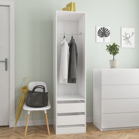 Wardrobe With Drawers High Gloss White 50X50X200 Cm Engineered Wood