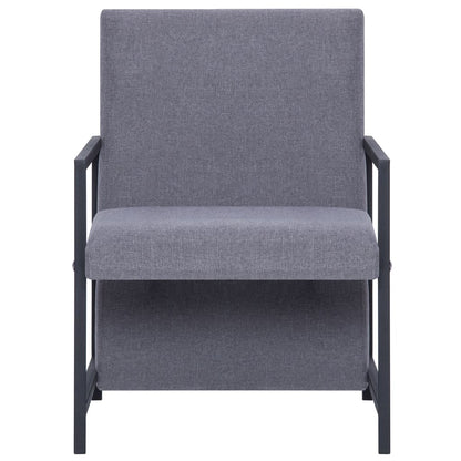 Armchair With Chrome Feet Light Grey Fabric