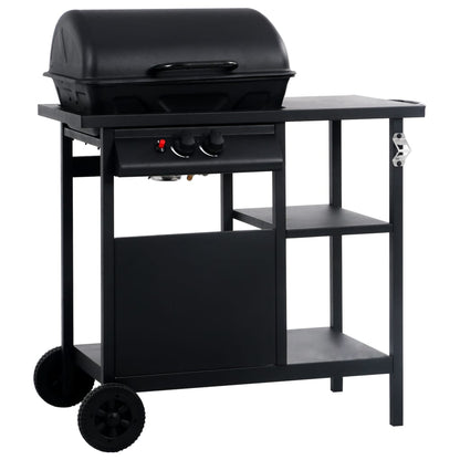 Gas Bbq Grill With 3-Layer Side Table Black