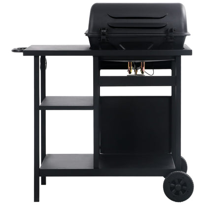 Gas Bbq Grill With 3-Layer Side Table Black