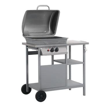 Gas Bbq Grill With 3-Layer Side Table Black And Silver