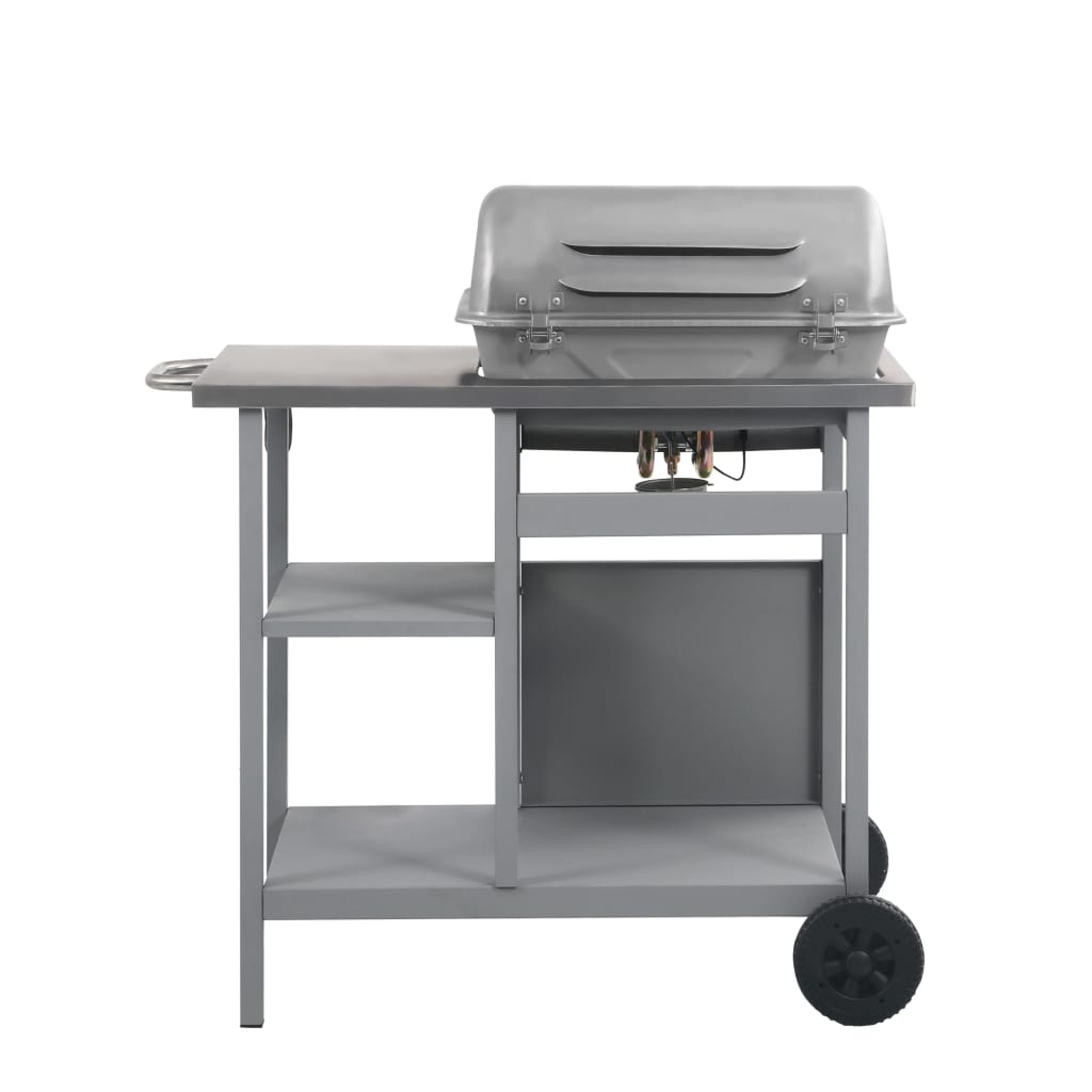 Gas Bbq Grill With 3-Layer Side Table Black And Silver