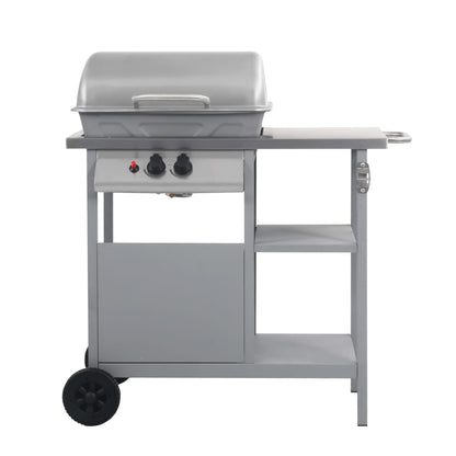 Gas Bbq Grill With 3-Layer Side Table Black And Silver