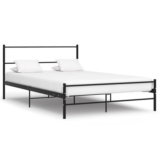 Bed Frame With Headboard Without Mattress Black 160X200 Cm Metal