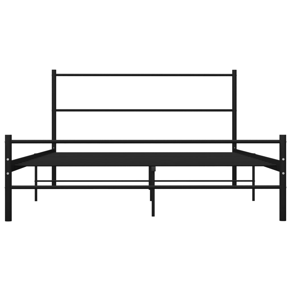 Bed Frame With Headboard Without Mattress Black 160X200 Cm Metal