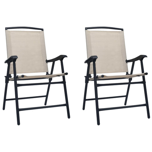 Folding Garden Chairs 2 Pcs Texilene Cream