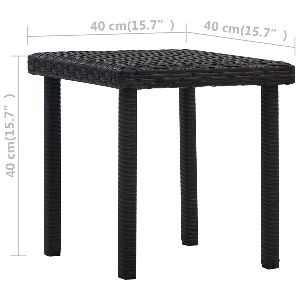 Garden Tea Table Brown 40X40X40 Cm Poly Rattan