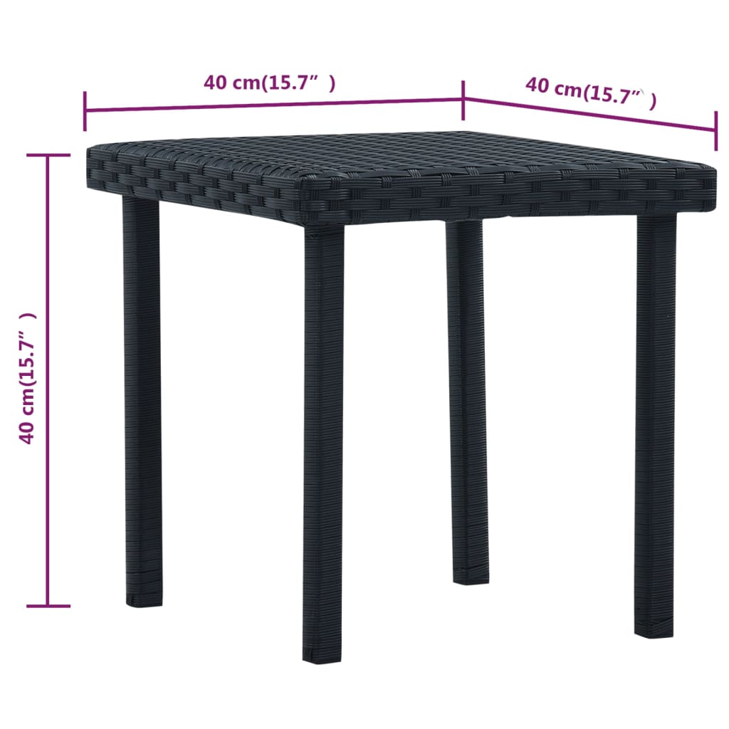 Garden Tea Table Black 40X40X40 Cm Poly Rattan