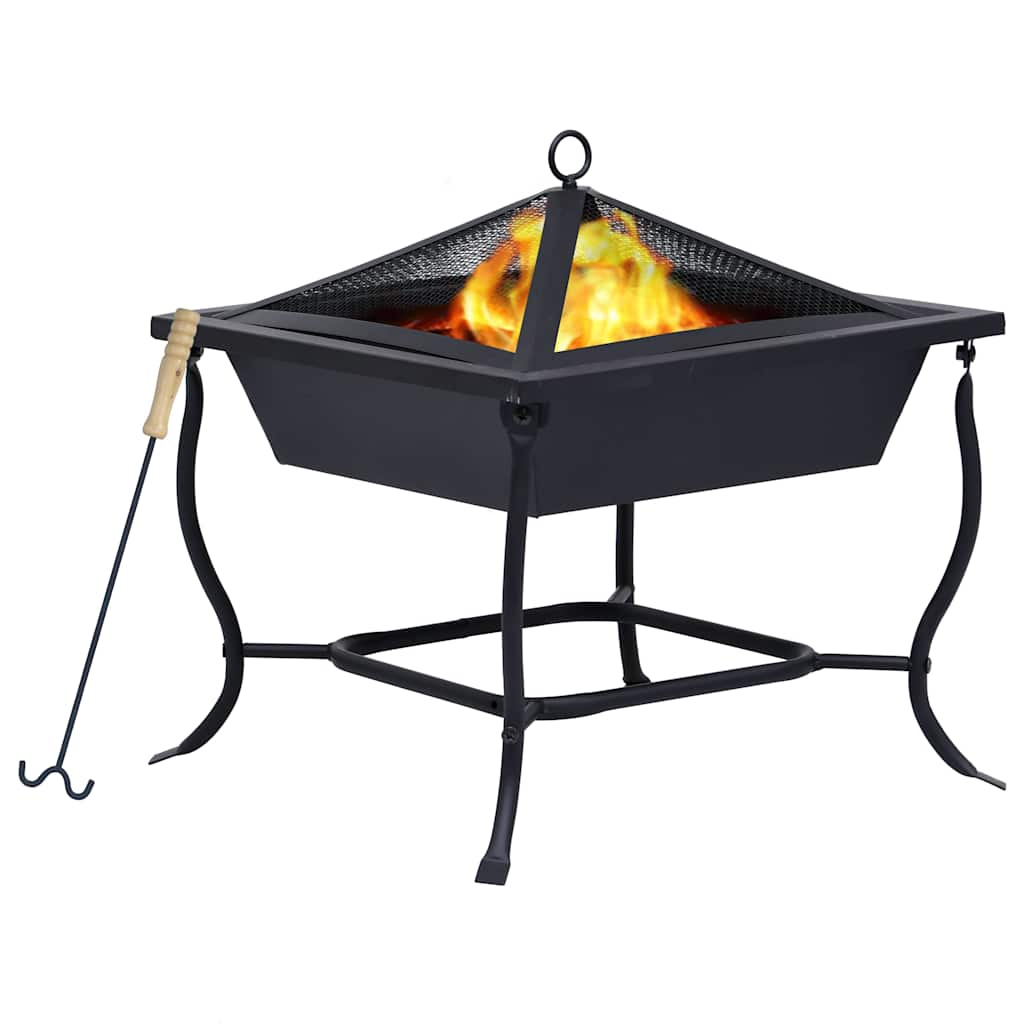 Fire Pit Black 42X42X45 Cm Steel