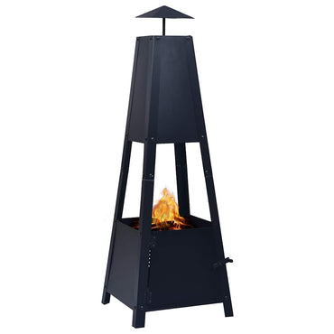 Fire Pit Black 35X35X99 Cm Steel