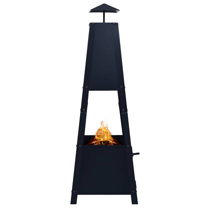 Fire Pit Black 35X35X99 Cm Steel