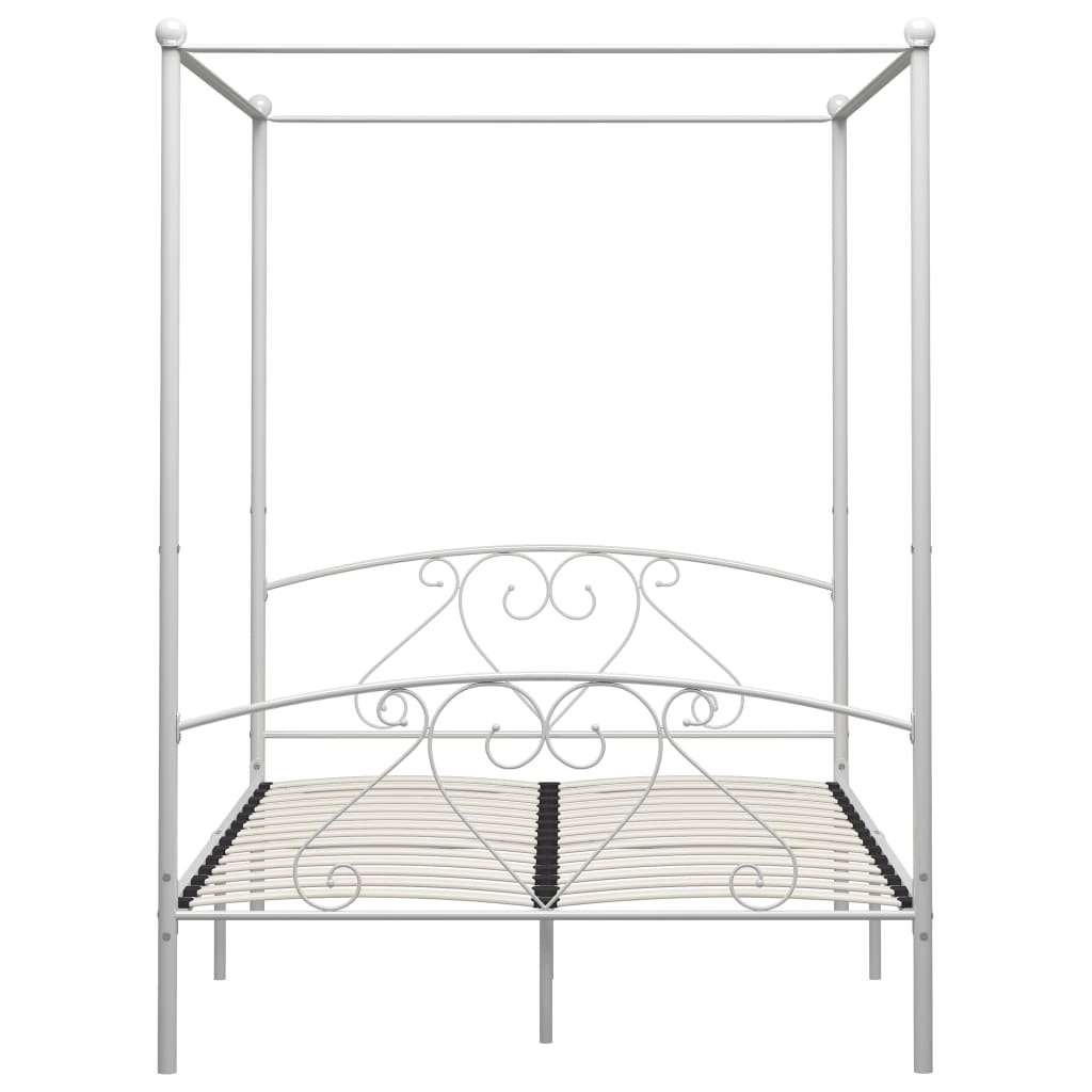 Bed Frame Without Mattress With Canopy White 140X200 Cm Metal