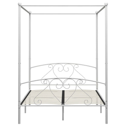 Bed Frame Without Mattress With Canopy White 140X200 Cm Metal