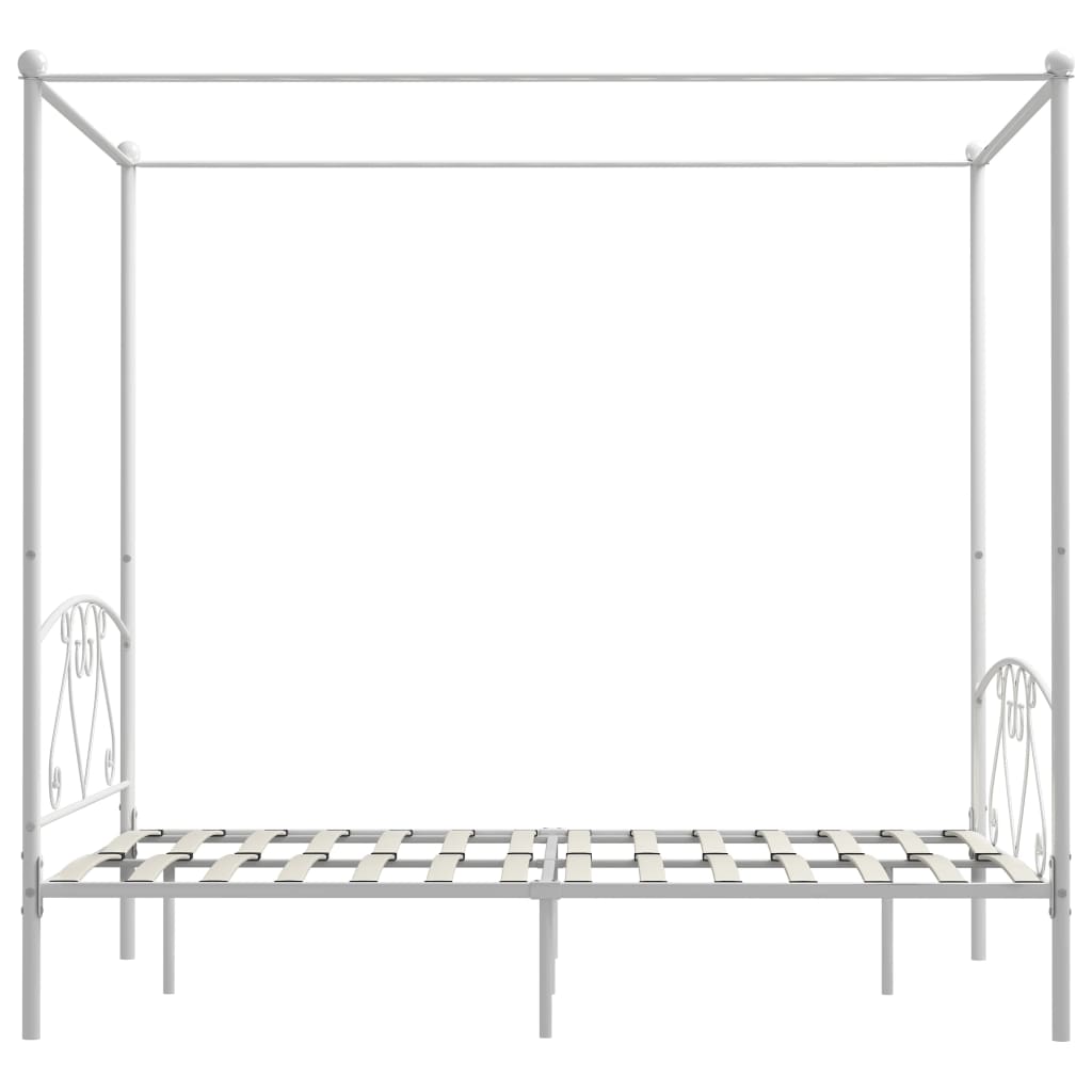 Bed Frame Without Mattress With Canopy White 140X200 Cm Metal