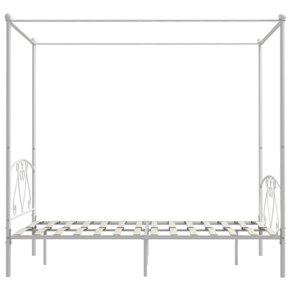 Bed Frame Without Mattress With Canopy White 140X200 Cm Metal