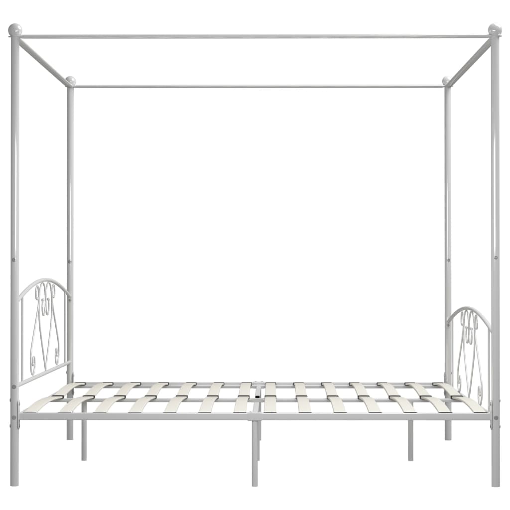 Canopy Bed Frame White Metal 6Ft Super King