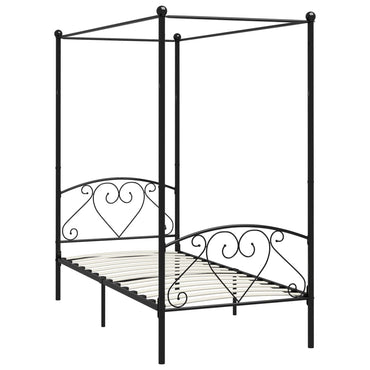 Canopy Bed Frame Black Metal 90X200 Cm