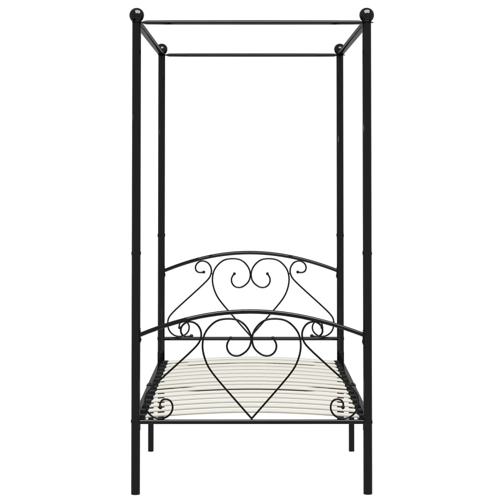 Canopy Bed Frame Black Metal 90X200 Cm