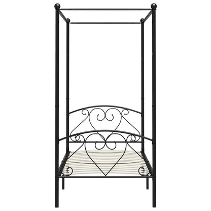 Canopy Bed Frame Black Metal 90X200 Cm