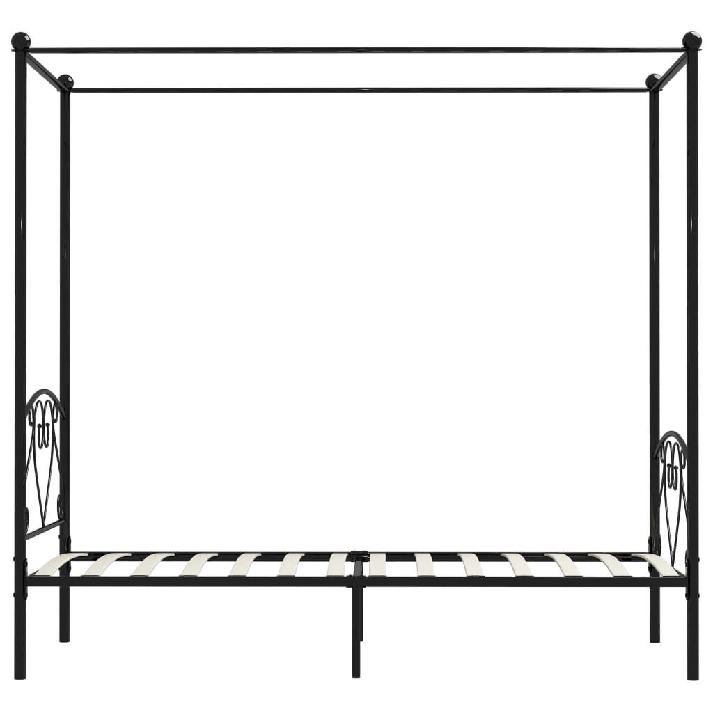 Canopy Bed Frame Black Metal 90X200 Cm