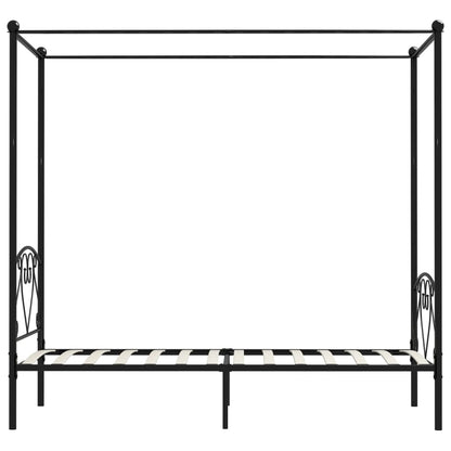 284434 Canopy Bed Frame Without Mattress Black Metal 100X200 Cm