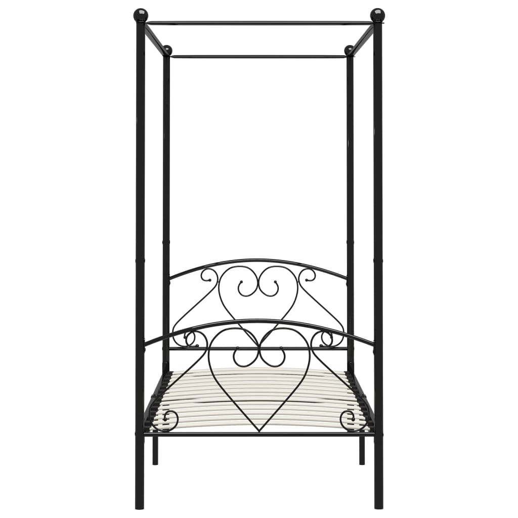 Canopy Bed Frame Black Metal 120X200 Cm