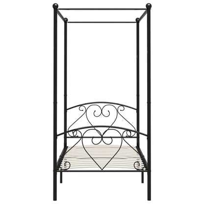 Canopy Bed Frame Black Metal 120X200 Cm