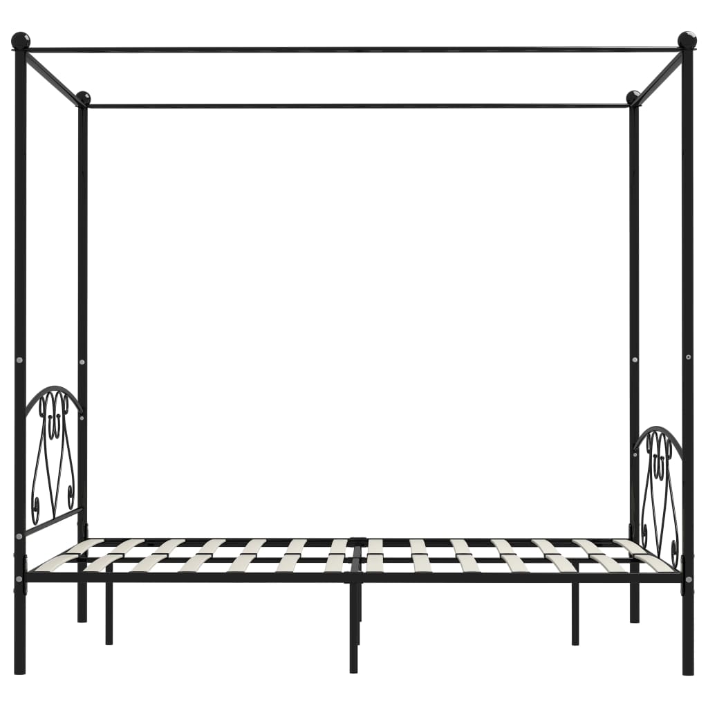 Canopy Bed Frame Black Metal 140X200 Cm