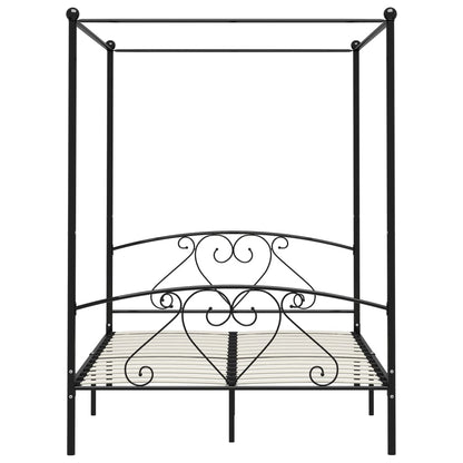 Canopy Bed Frame Black Metal 140X200 Cm