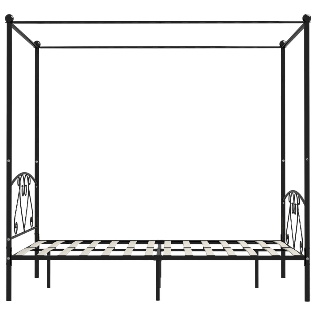 Canopy Bed Frame Black Metal 160X200 Cm