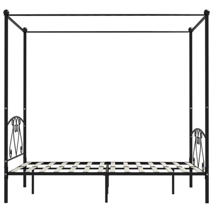 Canopy Bed Frame Black Metal 160X200 Cm