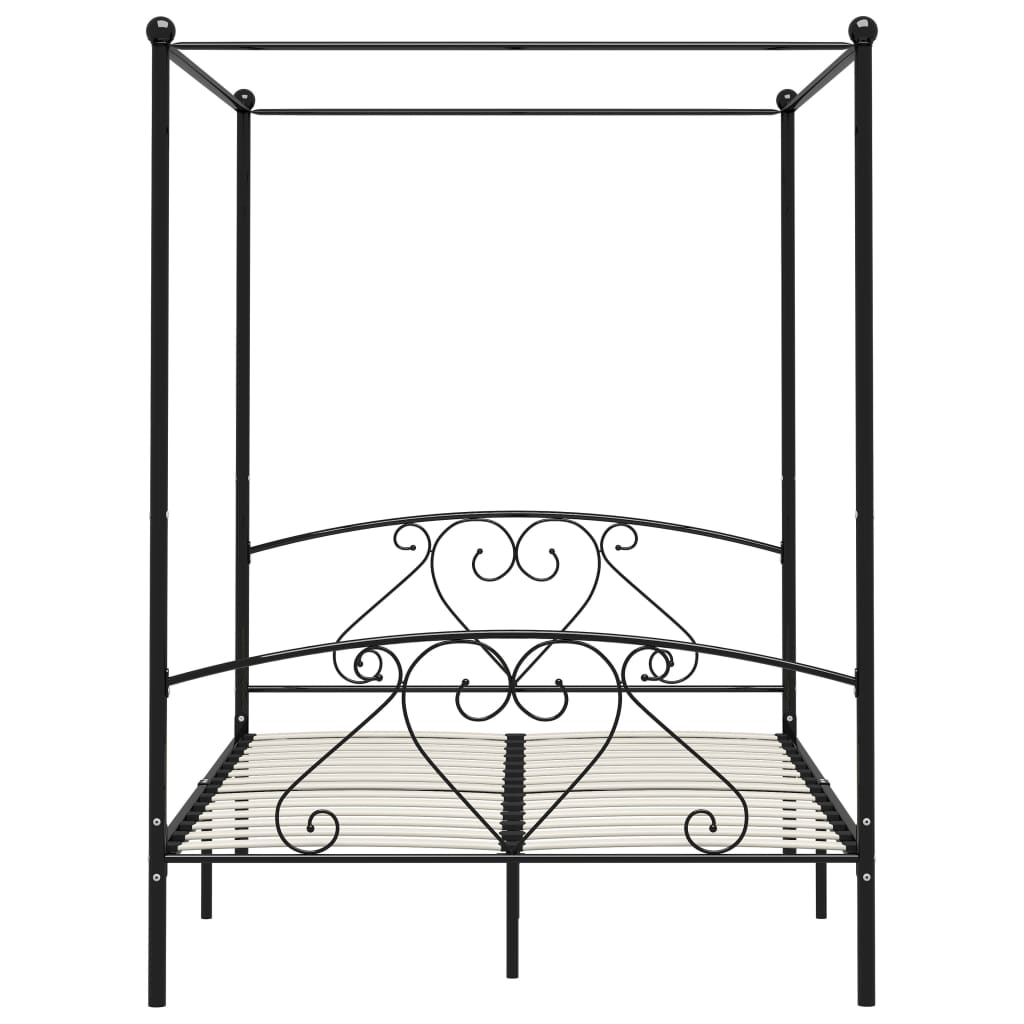 Canopy Bed Frame Black Metal 160X200 Cm