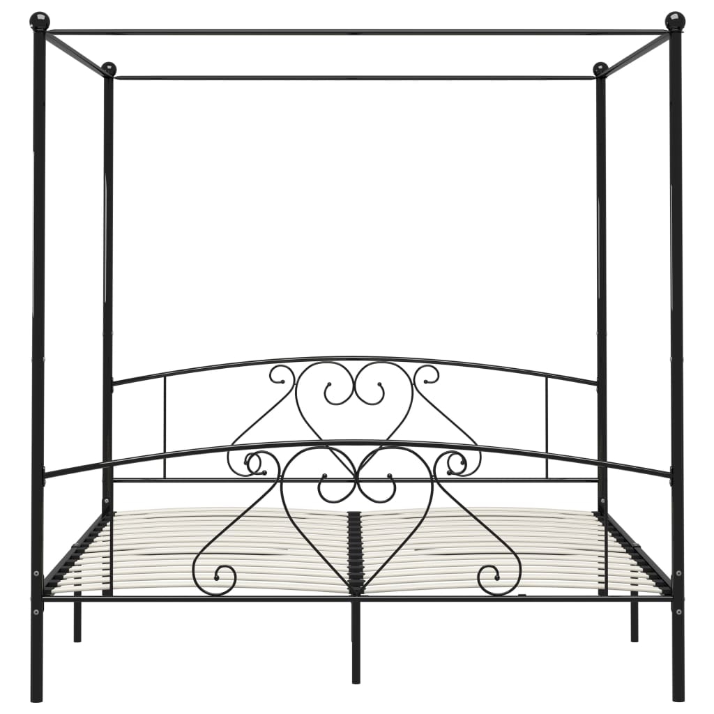 Canopy Bed Frame Black Metal 6Ft Super King