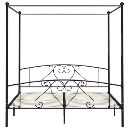 Canopy Bed Frame Black Metal 6Ft Super King