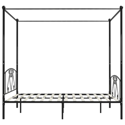 Canopy Bed Frame Black Metal 6Ft Super King