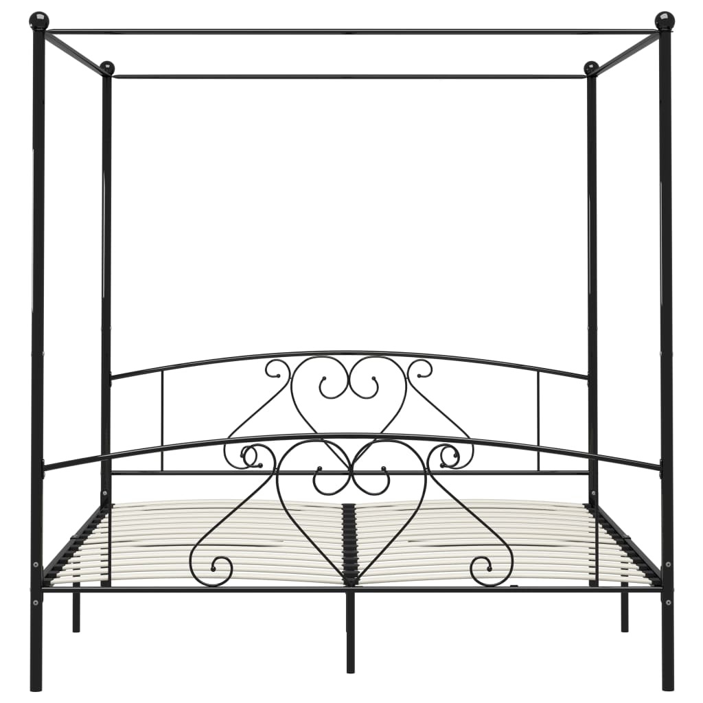 Canopy Bed Frame Black Metal 200X200 Cm