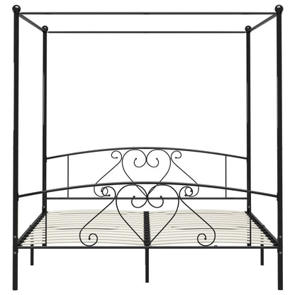 Canopy Bed Frame Black Metal 200X200 Cm